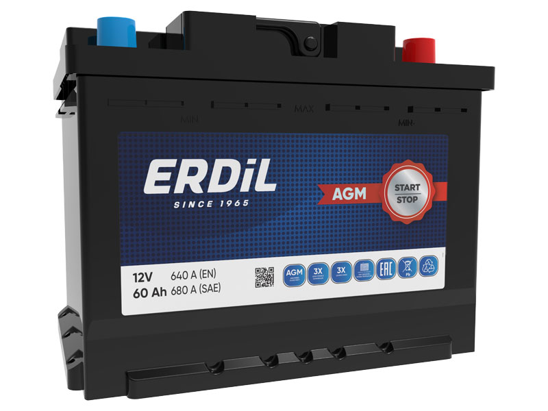 Erdil Akü 12V 60Ah AGM 152 06 060 01